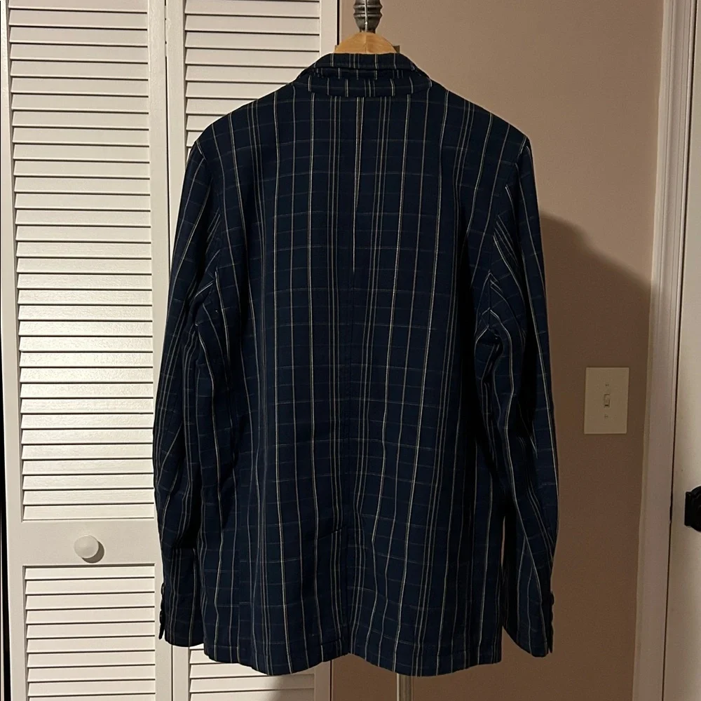 Fossil Plaid Navy Checkered Men's Blazer size L cotton
